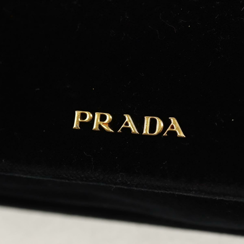 【日本直送】PRADA 鏈條肩背包 絲絨 黑色 金色 正品 156179V-17