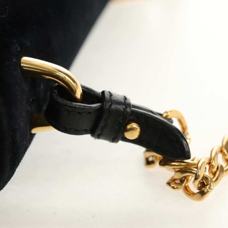 【日本直送】PRADA 鏈條肩背包 絲絨 黑色 金色 正品 156179V-18
