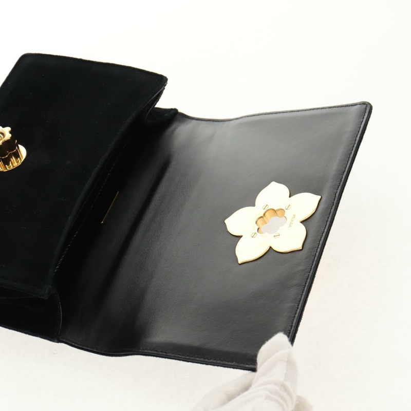 【日本直送】PRADA 鏈條肩背包 絲絨 黑色 金色 正品 156179V-20