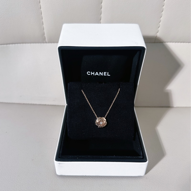 Chanel香奈儿玫瑰金单钻山茶花项链-0