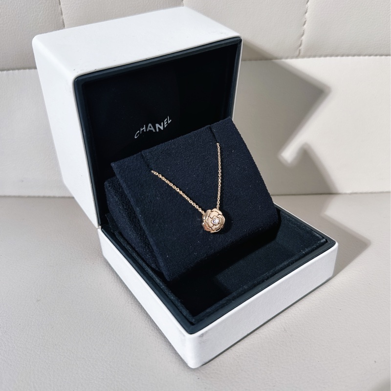 Chanel香奈儿玫瑰金单钻山茶花项链-2