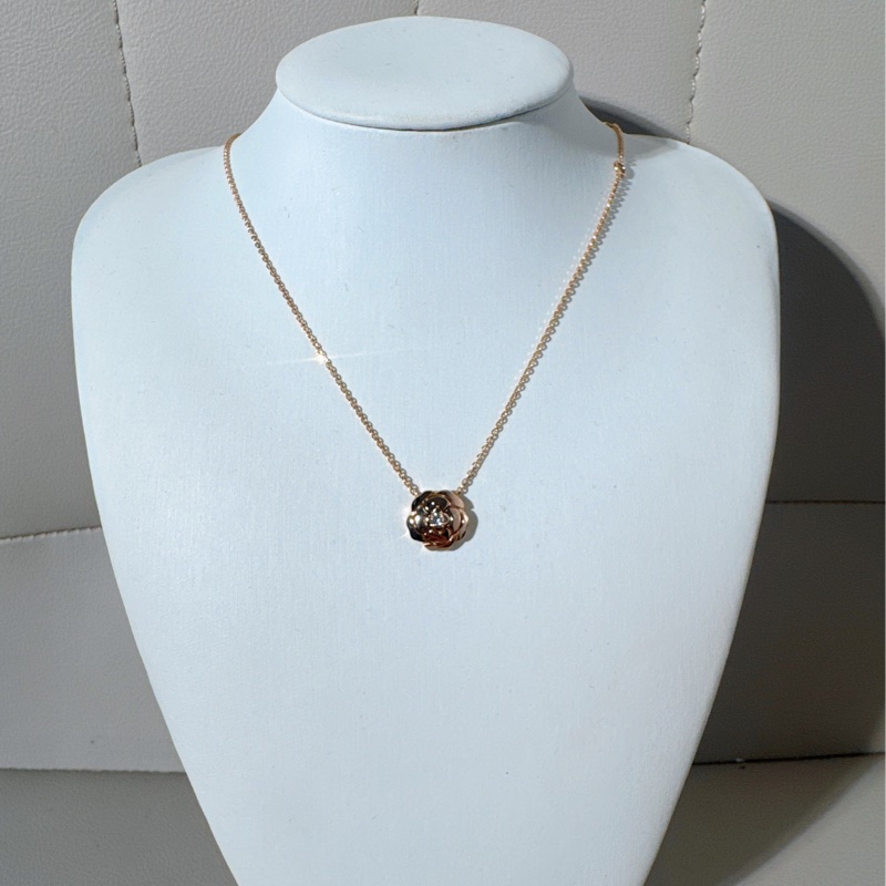 Chanel香奈儿玫瑰金单钻山茶花项链-4