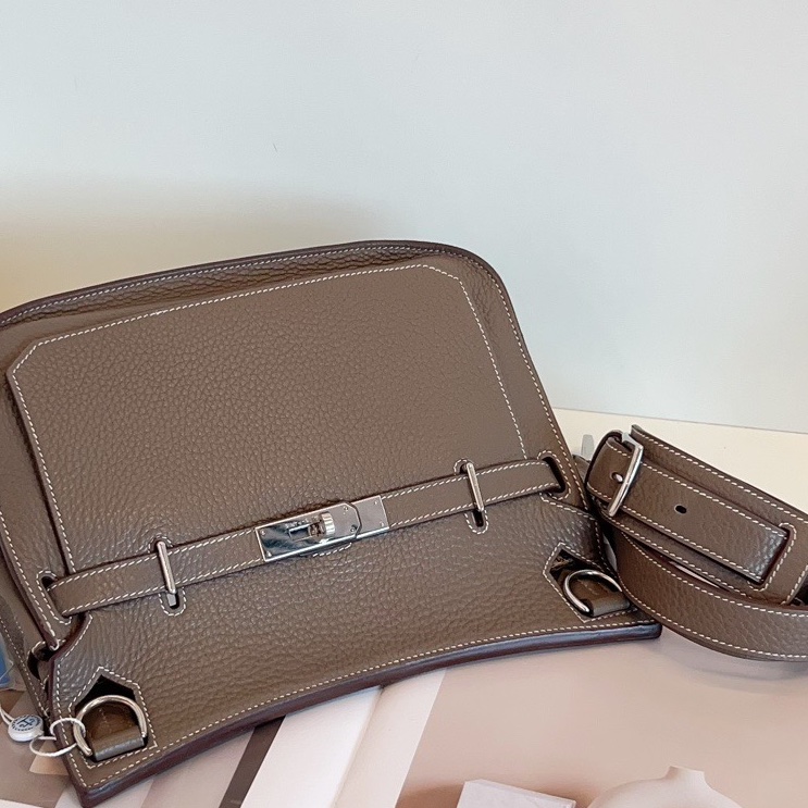 【98新🆕】Hermes 吉普賽Jypsiere28 大象灰銀扣 單肩包-2