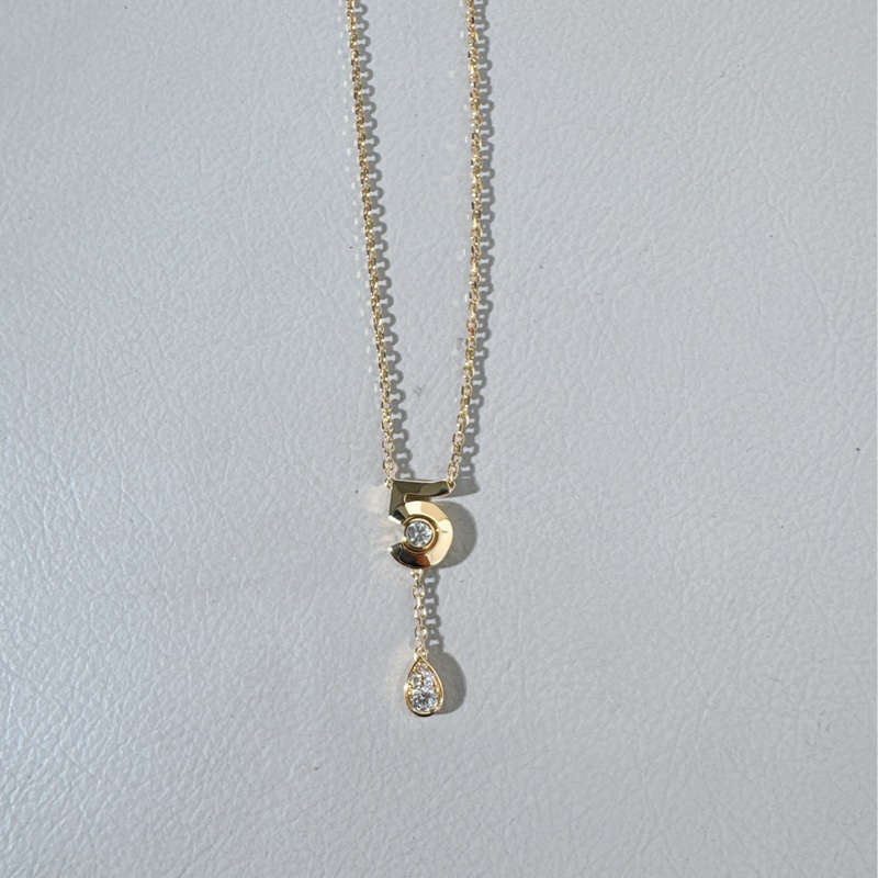 CHANEL香奈儿 EXTRAIT DE N°5系列 18K黄金镶钻N°5水滴流苏项链-5