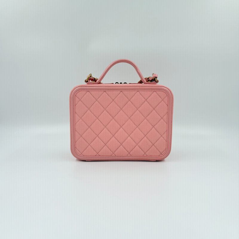 CHANEL - 粉色荔枝皮CC Filigree Vanity Case相機包-1
