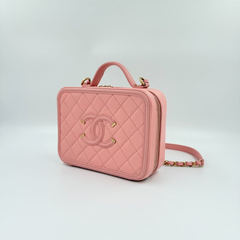 CHANEL - 粉色荔枝皮CC Filigree Vanity Case相機包-2