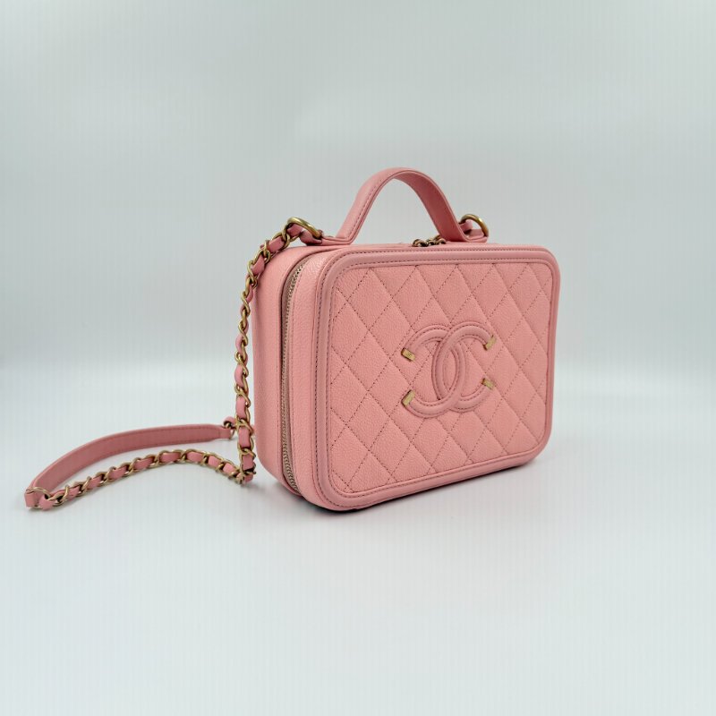 CHANEL - 粉色荔枝皮CC Filigree Vanity Case相機包-3