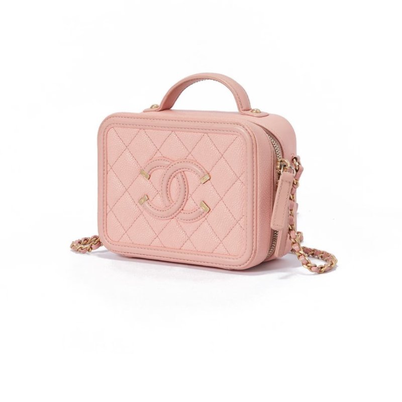 CHANEL - 粉色荔枝皮CC Filigree Vanity Case相機包-4
