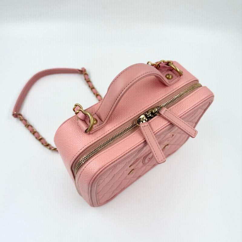 CHANEL - 粉色荔枝皮CC Filigree Vanity Case相機包-13