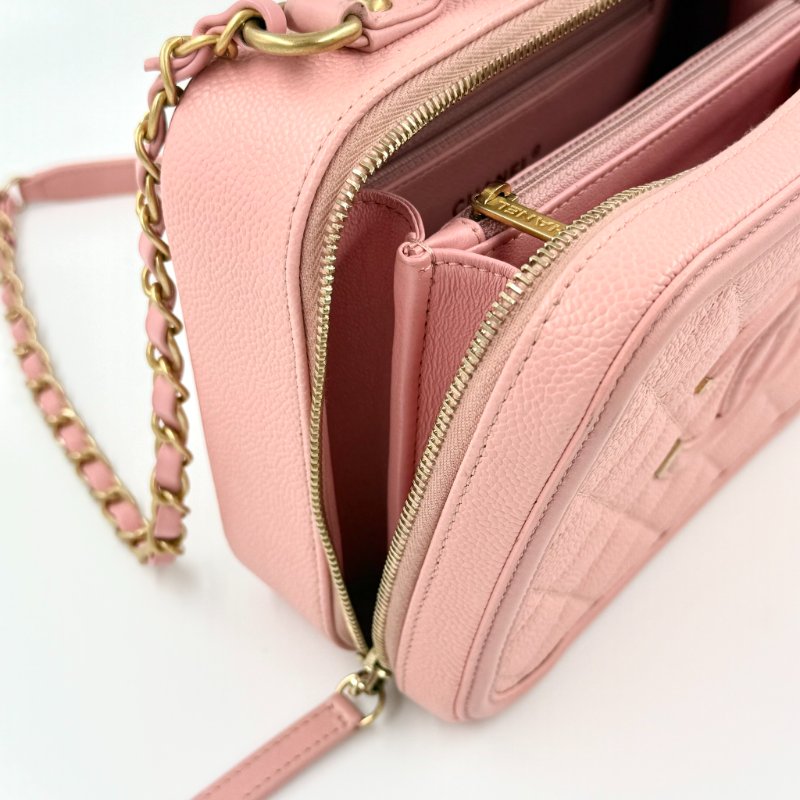 CHANEL - 粉色荔枝皮CC Filigree Vanity Case相機包-14