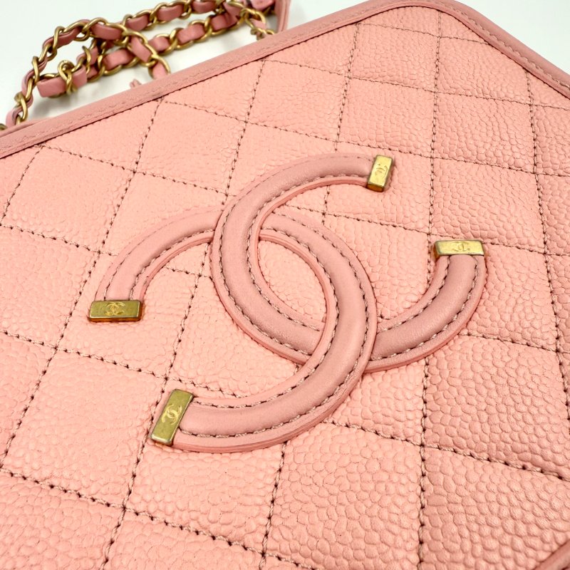 CHANEL - 粉色荔枝皮CC Filigree Vanity Case相機包-19