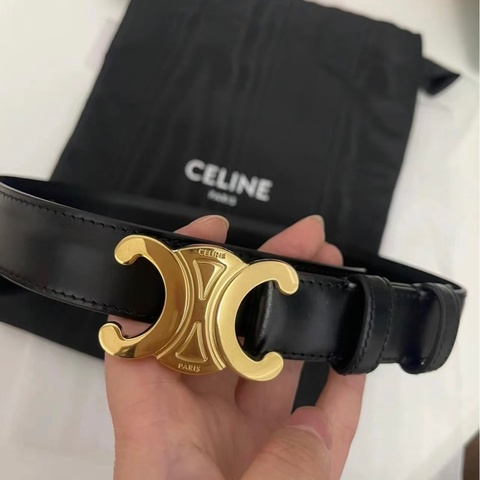 CELINE賽琳 TRIOMPH凱旋門牛皮腰帶 女款 黑色 寛 2.5cm