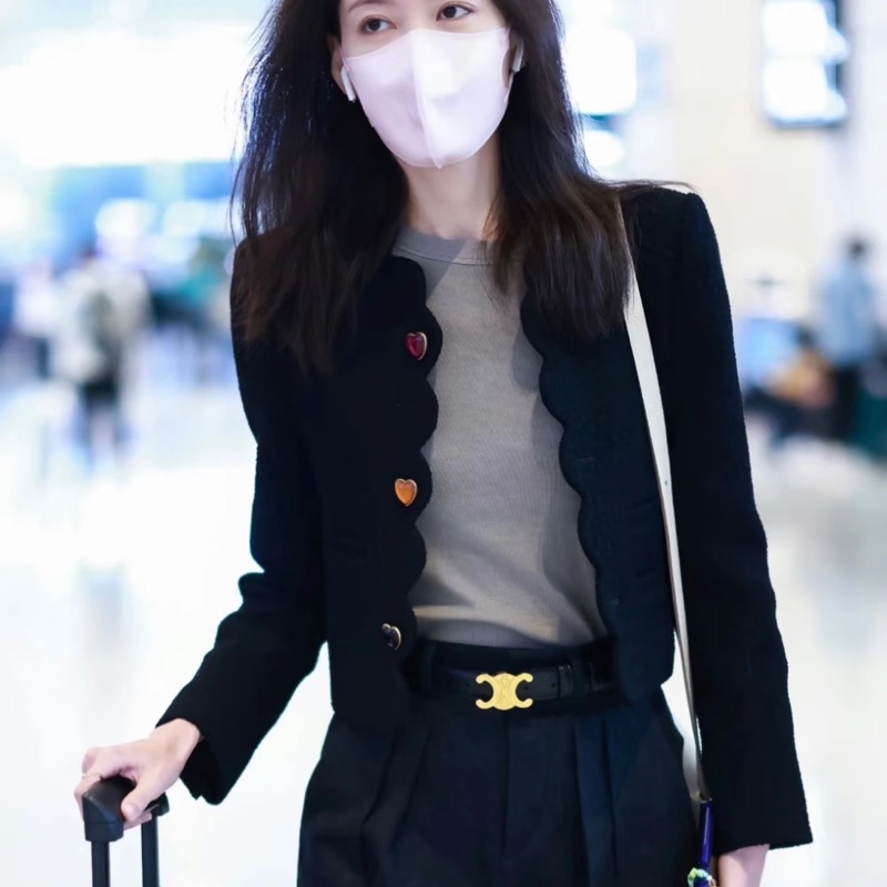 CELINE賽琳 TRIOMPH凱旋門牛皮腰帶 女款 黑色 寛 2.5cm-3