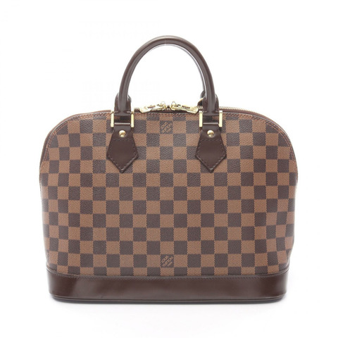 路易威登 Alma 手提包 N51131 Damier 皮革棕色 Ebene 二手女士