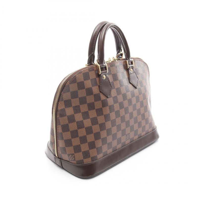 路易威登 Alma 手提包 N51131 Damier 皮革棕色 Ebene 二手女士-1