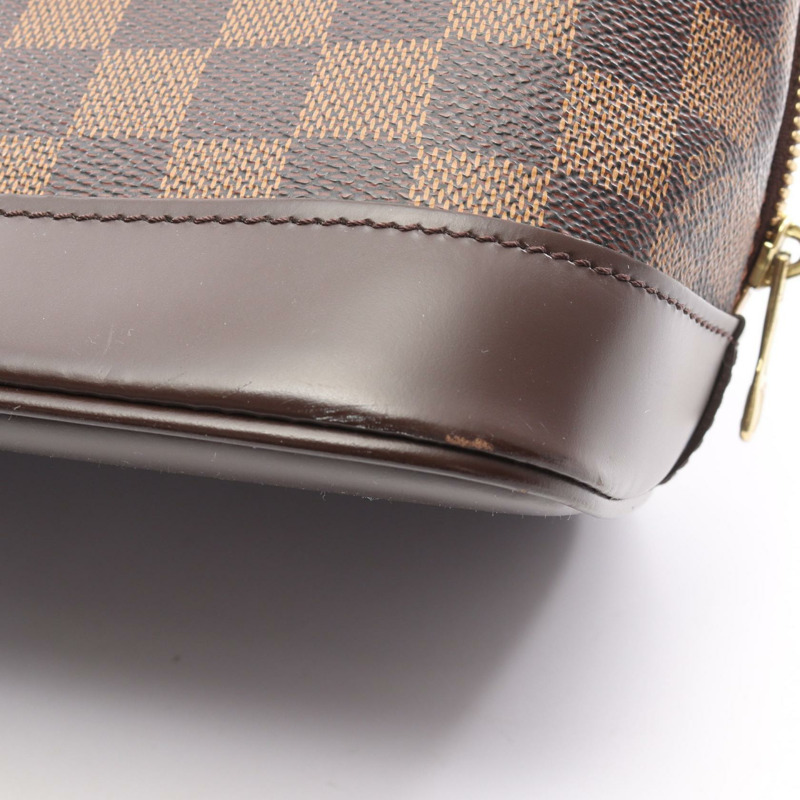 路易威登 Alma 手提包 N51131 Damier 皮革棕色 Ebene 二手女士-7