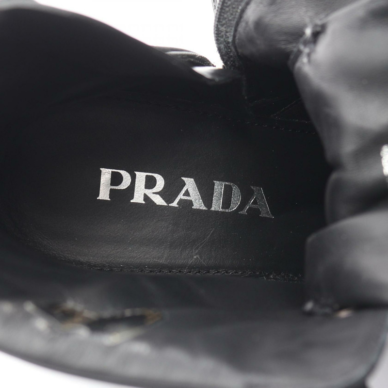 PRADA Re-Nylon 三角 Logo 尼龍皮革短靴 黑色 #36 二手 女款-4