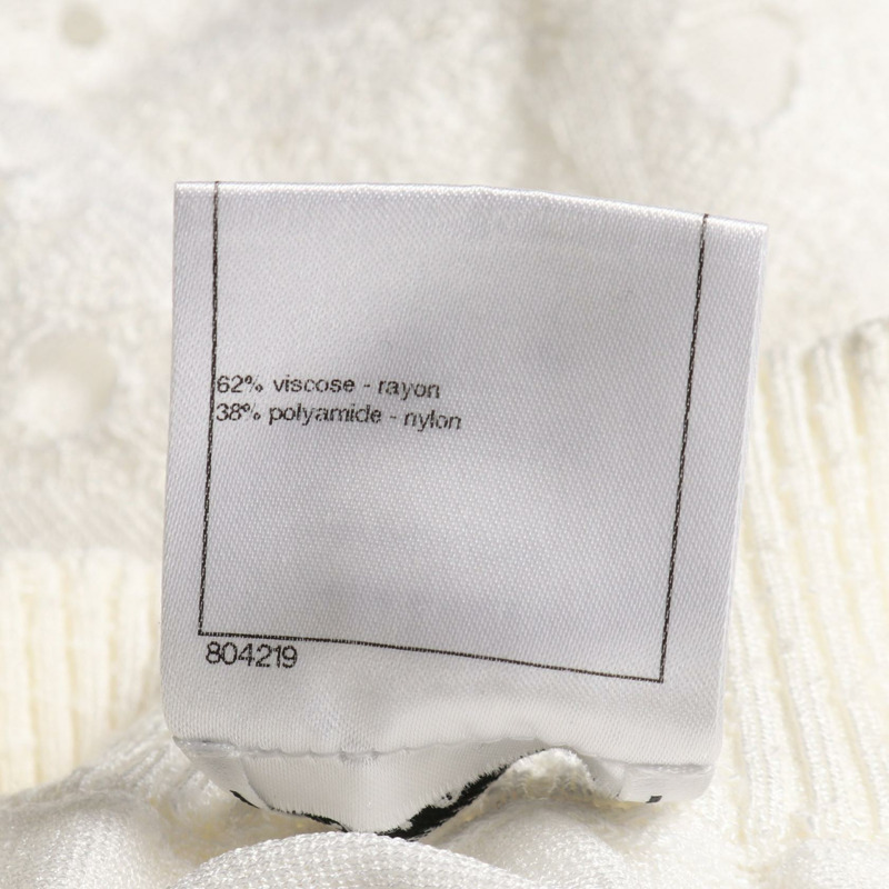 香奈兒 COCO 標誌紐扣半身裙 P45363K04769 黏膠纖維 白色 #38 二手女裝-3