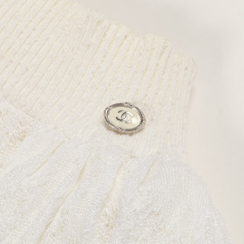 香奈兒 COCO 標誌紐扣半身裙 P45363K04769 黏膠纖維 白色 #38 二手女裝-10