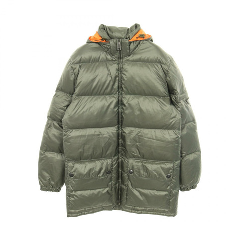 PRADA 帶帽羽絨外套 SGB857 尼龍卡其橙色 #44 二手男款