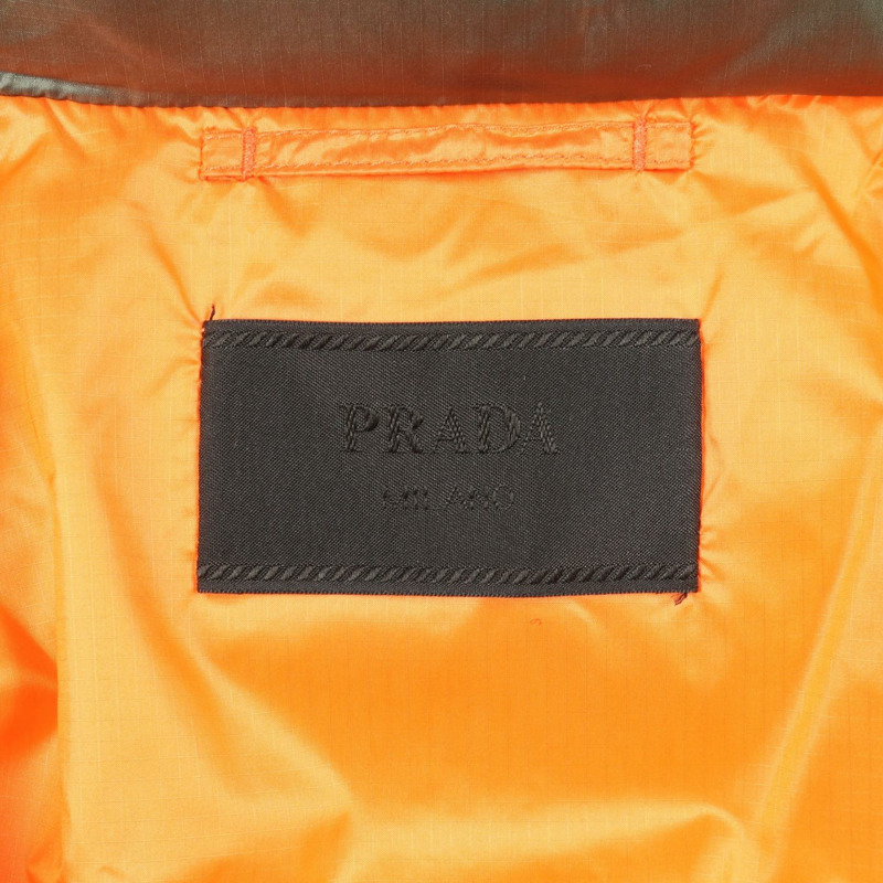 PRADA 帶帽羽絨外套 SGB857 尼龍卡其橙色 #44 二手男款-2