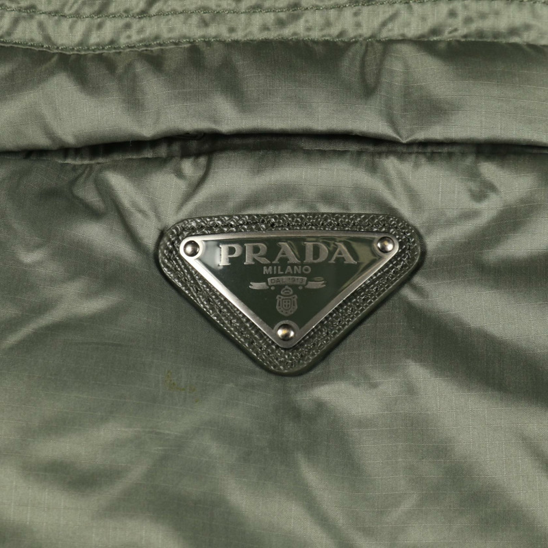 PRADA 帶帽羽絨外套 SGB857 尼龍卡其橙色 #44 二手男款-7