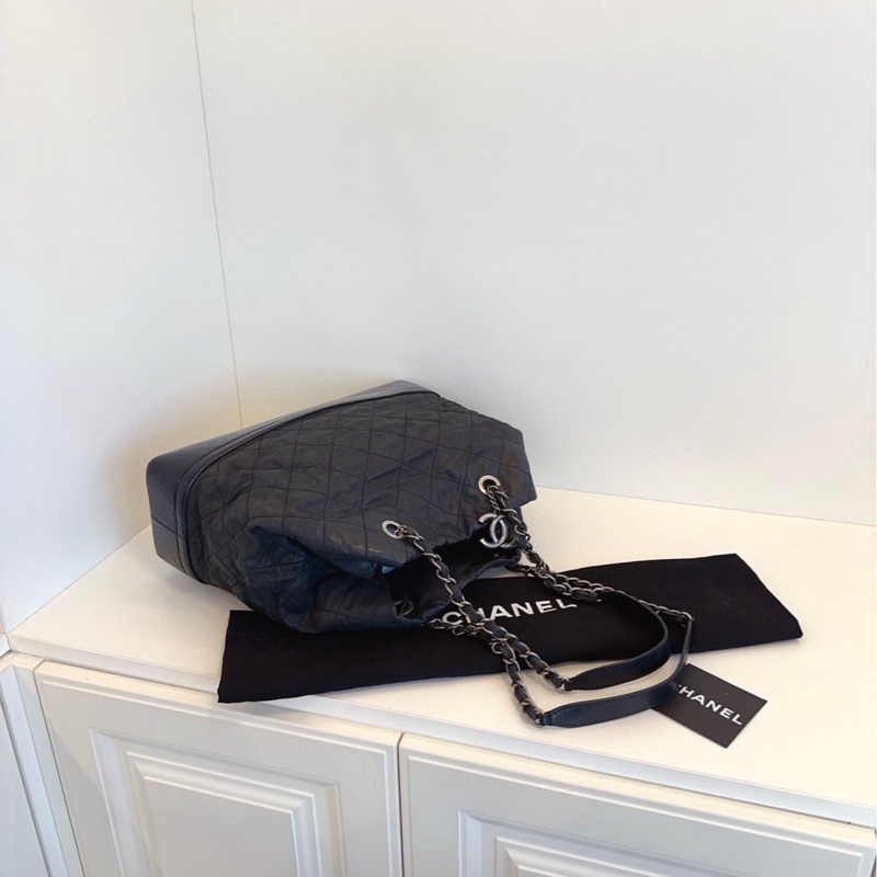 【98新🆕】Chanel 黑銀XXL流浪Tote鏈條托特包-3