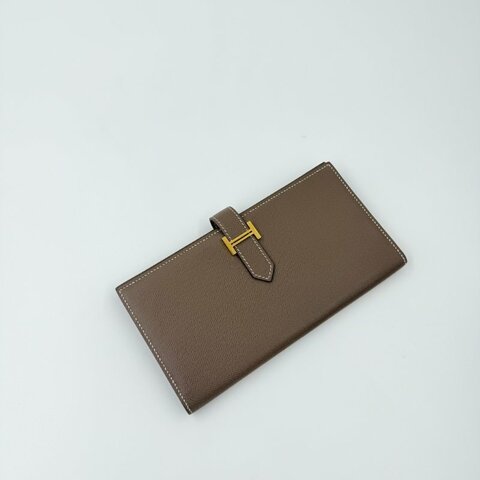 HERMES - 大象灰金釦Epsom Bearn 長夾