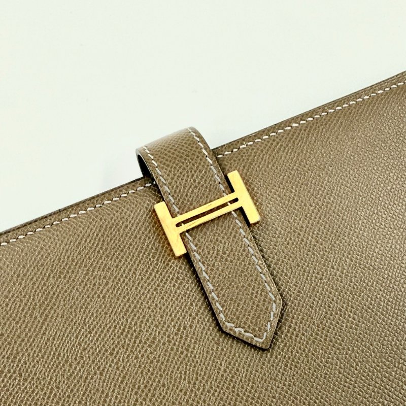HERMES - 大象灰金釦Epsom Bearn 長夾-9