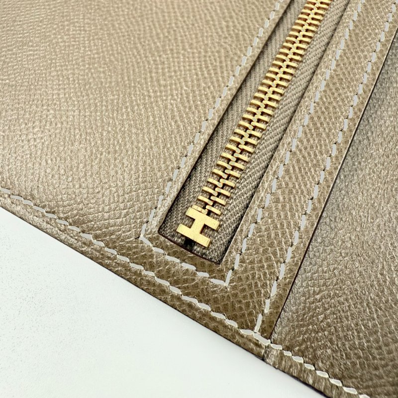 HERMES - 大象灰金釦Epsom Bearn 長夾-15