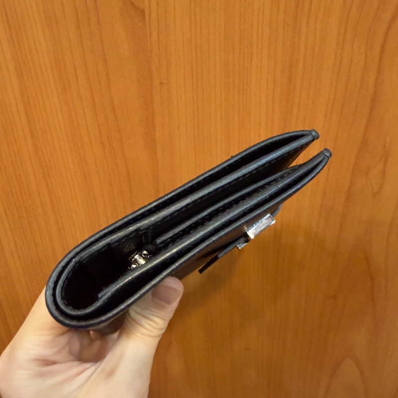 Hermes 黑Epsom皮銀釦Bearn短夾-2