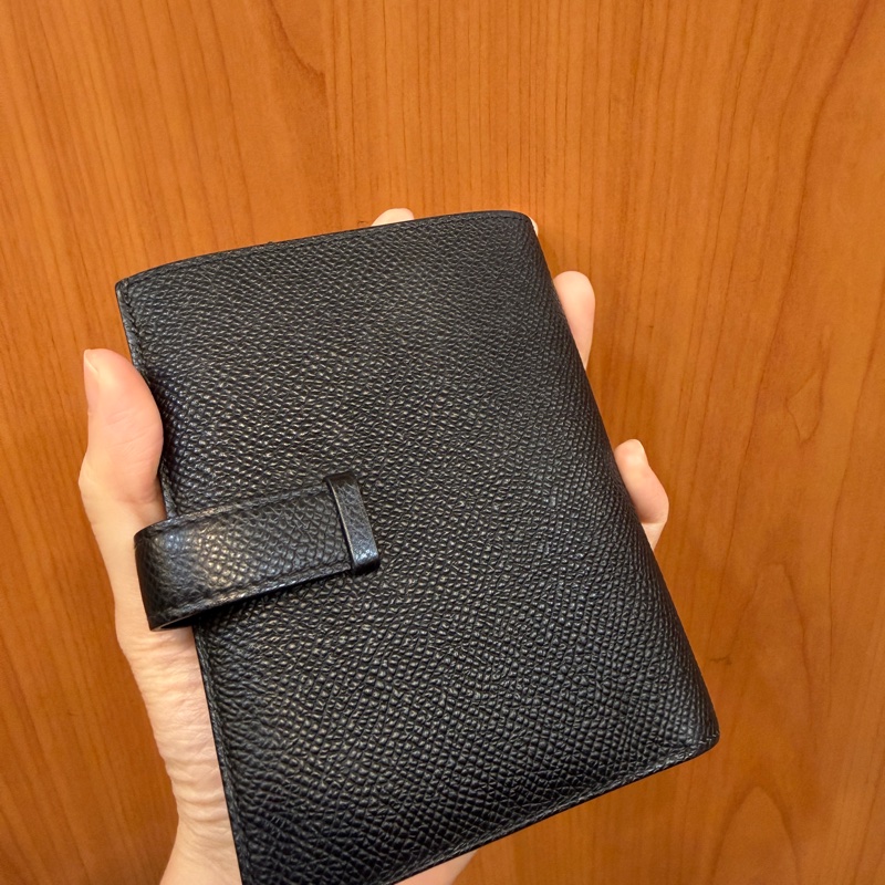 Hermes 黑Epsom皮銀釦Bearn短夾-5