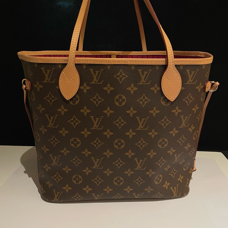 98新LV路易威登 neverfull中号购物袋托特包 玫红色内里-8