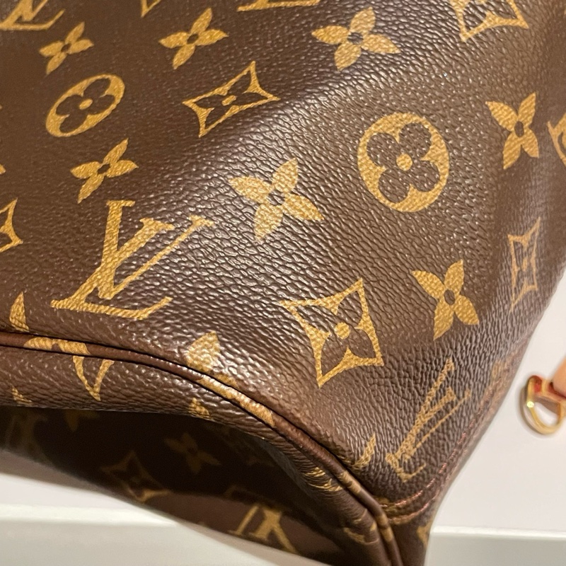 98新LV路易威登 neverfull中号购物袋托特包 玫红色内里-10