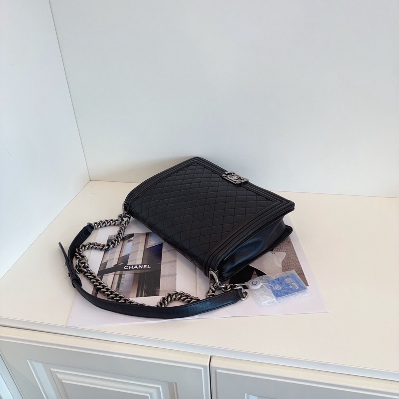 【97新🆕】Chanel 黑銀菱格Leboy XXL 大號 單肩包-5
