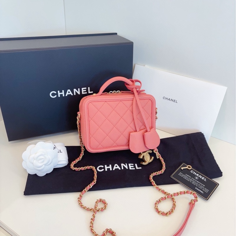【99新全套🆕】Chanel  vanity case盒子包 粉金荔枝皮 相機包 小號 small-1
