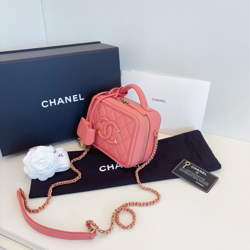 【99新全套🆕】Chanel  vanity case盒子包 粉金荔枝皮 相機包 小號 small-2