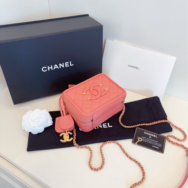 【99新全套🆕】Chanel  vanity case盒子包 粉金荔枝皮 相機包 小號 small-6
