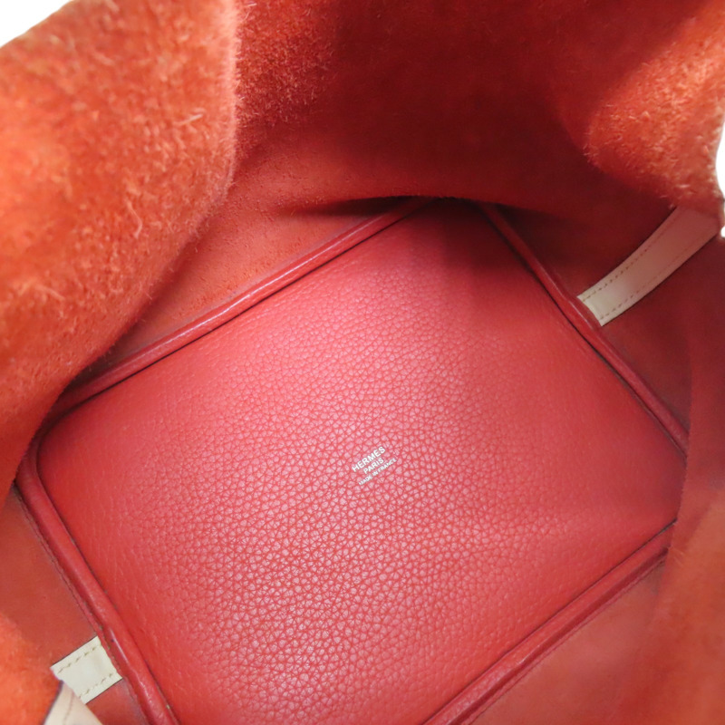 紅/裸色 Taurillon牛皮 Picotin Lock Touch 22 手提包 X刻 銀扣 無鑰匙【HERMES 愛馬仕】-4