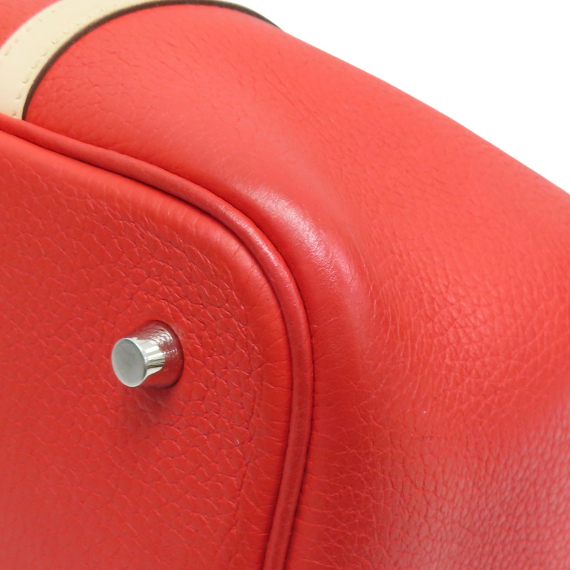 紅/裸色 Taurillon牛皮 Picotin Lock Touch 22 手提包 X刻 銀扣 無鑰匙【HERMES 愛馬仕】-9