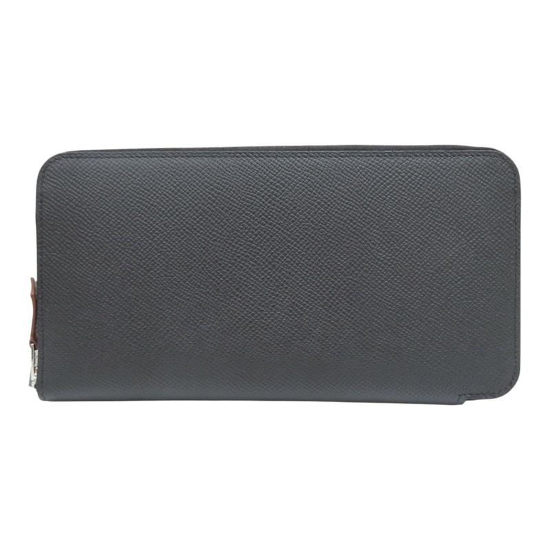 黑色 Epsom牛皮 絲巾 Silk'In Classique 拉鍊長夾 K刻【HERMES 愛馬仕】-0