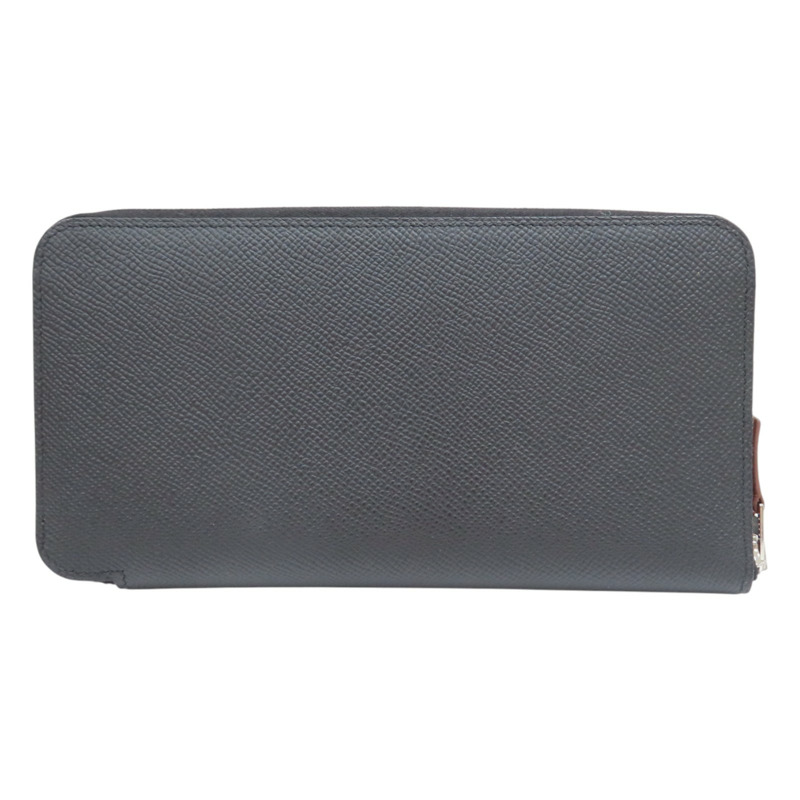 黑色 Epsom牛皮 絲巾 Silk'In Classique 拉鍊長夾 K刻【HERMES 愛馬仕】-1