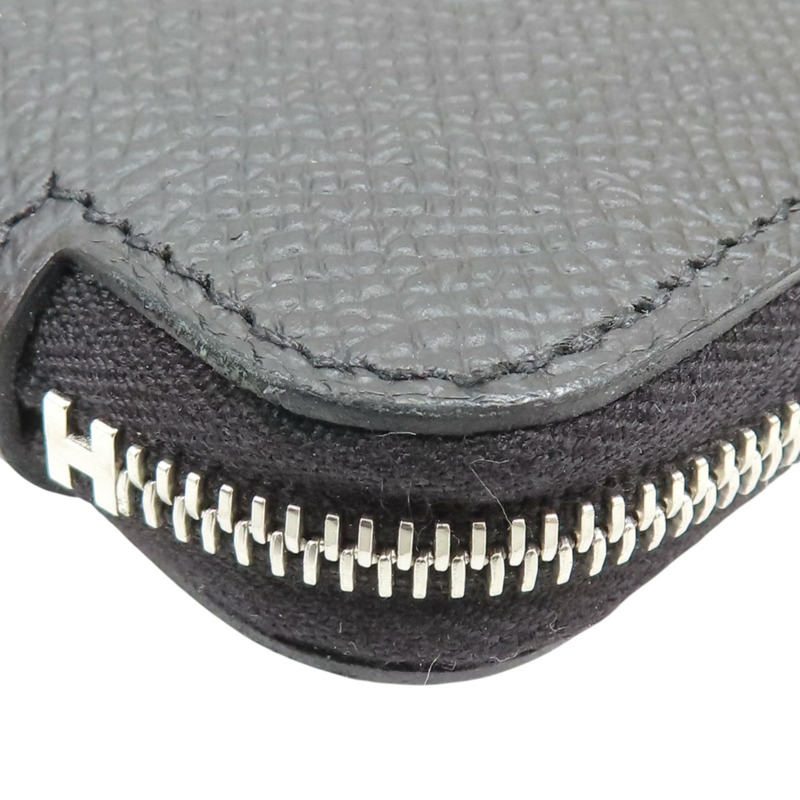 黑色 Epsom牛皮 絲巾 Silk'In Classique 拉鍊長夾 K刻【HERMES 愛馬仕】-8