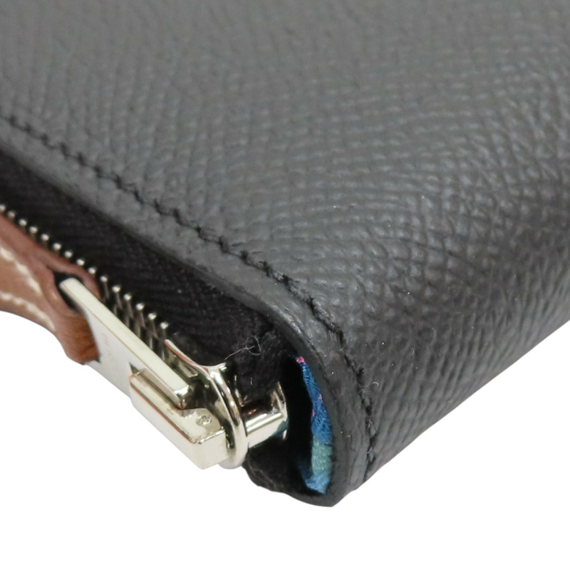 黑色 Epsom牛皮 絲巾 Silk'In Classique 拉鍊長夾 K刻【HERMES 愛馬仕】-11