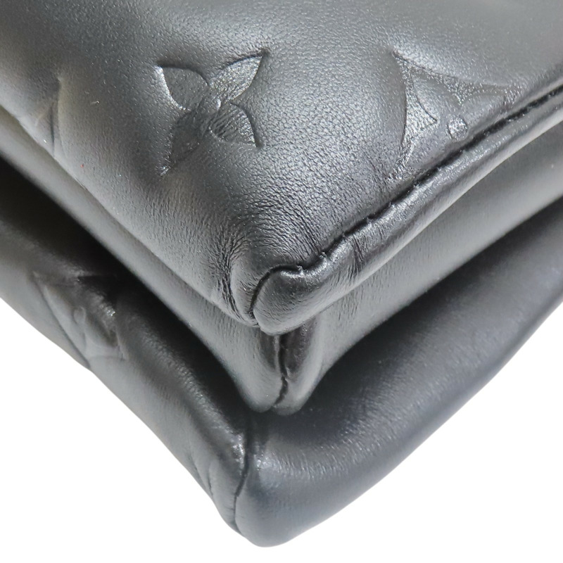 黑色 小羊皮壓紋 Coussin PM 單肩包【LOUIS VUITTON LV 路易威登】 M57790-12