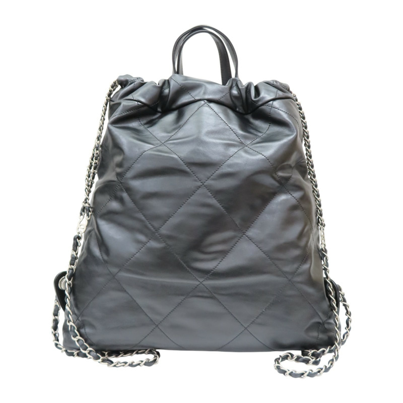 黑色 羊皮 22 後背包【CHANEL 香奈兒】 AS3313-1