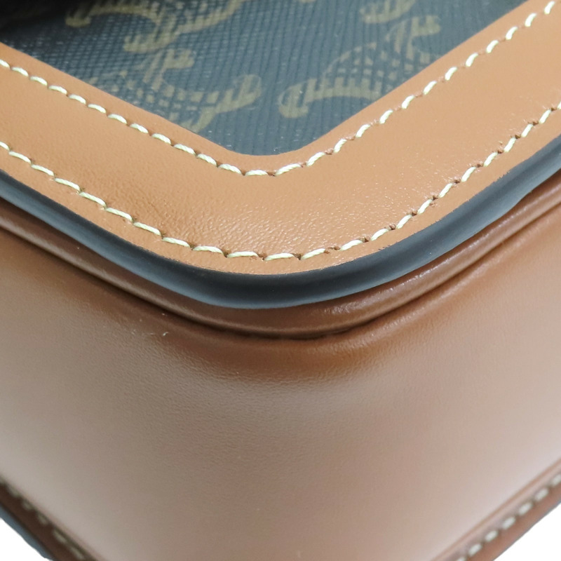 棕色 牛皮 Triomphe PVC塗層帆布 Teen 肩背包【CELINE 賽琳】 188882BZ4.04LU-11