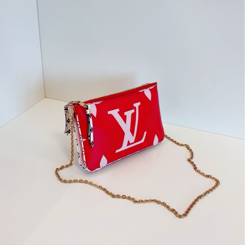 【97新🆕】LV  Pochette Double Zip 紅拼粉 雙層鏈條包⛓ 斜挎包-2