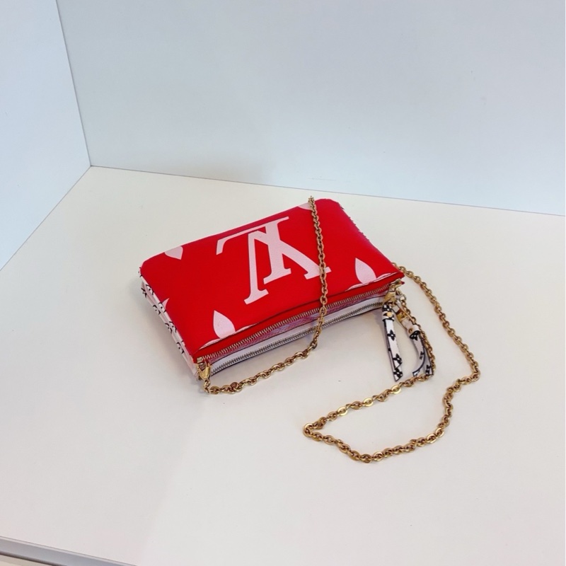 【97新🆕】LV  Pochette Double Zip 紅拼粉 雙層鏈條包⛓ 斜挎包-4