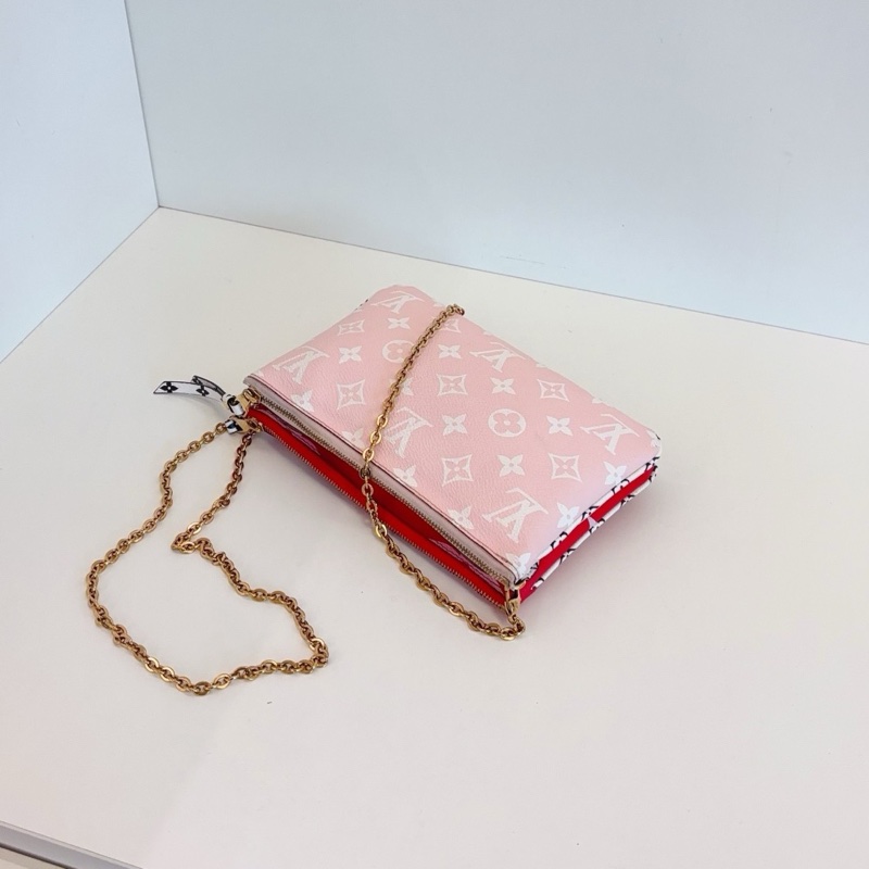 【97新🆕】LV  Pochette Double Zip 紅拼粉 雙層鏈條包⛓ 斜挎包-5